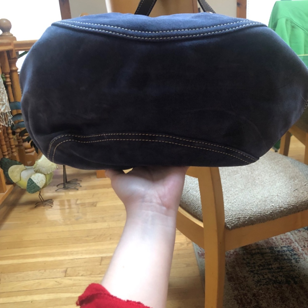 Dooney and Bourke Valerie Navy Suede Hobo Shoulder Bag - Picture 5 of 16
